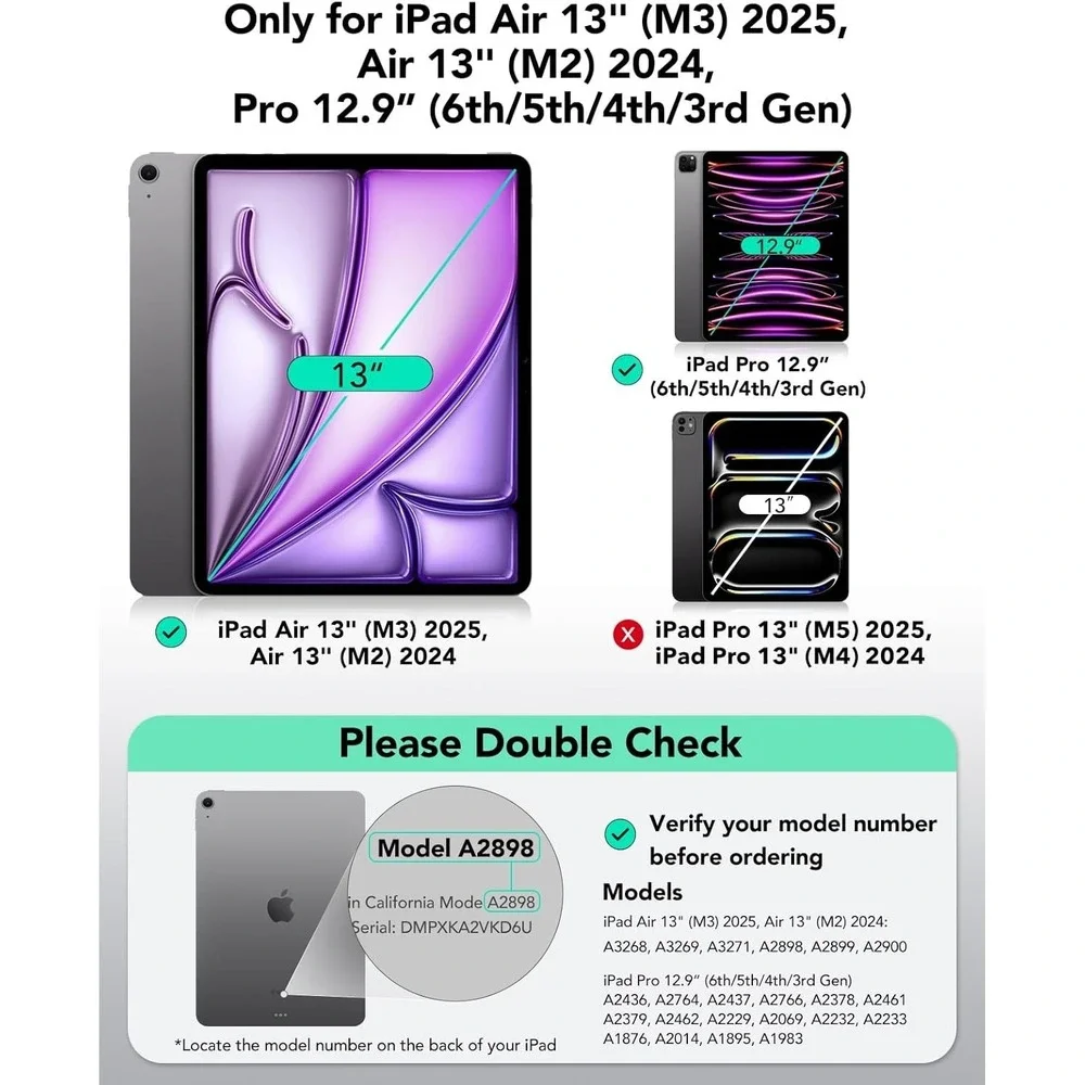 ESR iPad Air 13 & Pro 12.9 Case Keyboard–Trackpad Stand Magic Cover M2 M3 Gen3-6